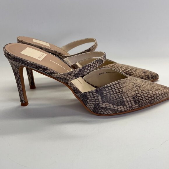 Dolce Vita  Kanika Heels Size 9.5 Sand Snake Embossed Leather Pointed Toe - Picture 6 of 16
